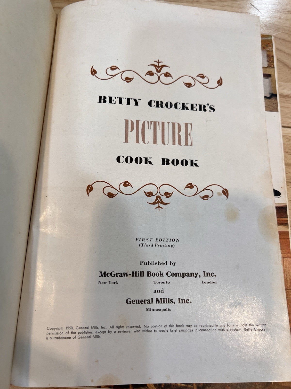 Vtg Betty Crocker’s Picture Cook Book 1950 Hardcover 1st Edition 3rd Printing