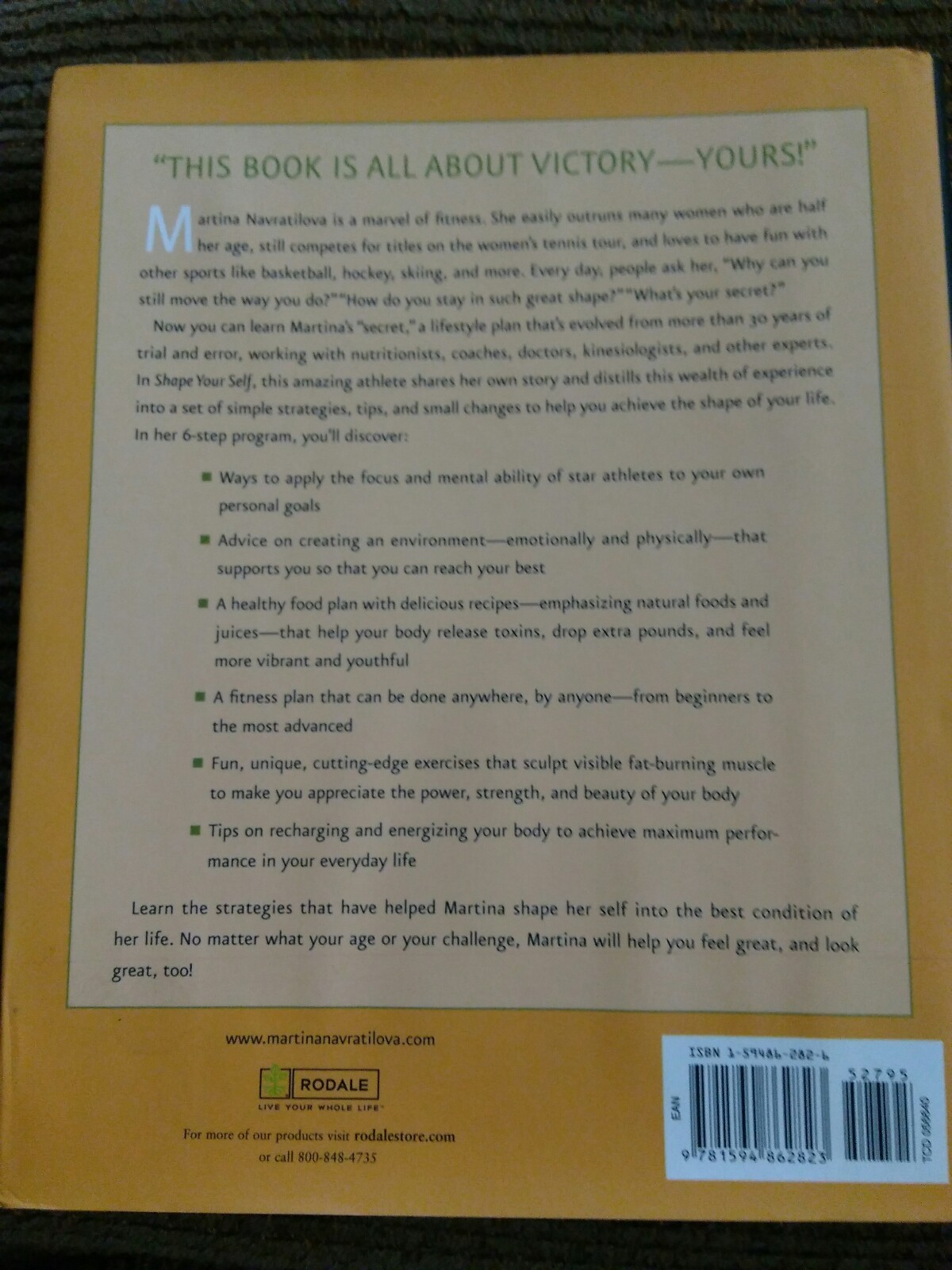 Signed Martina Navratilova, Shape Your Self, 2006, 1st/1st Hardback