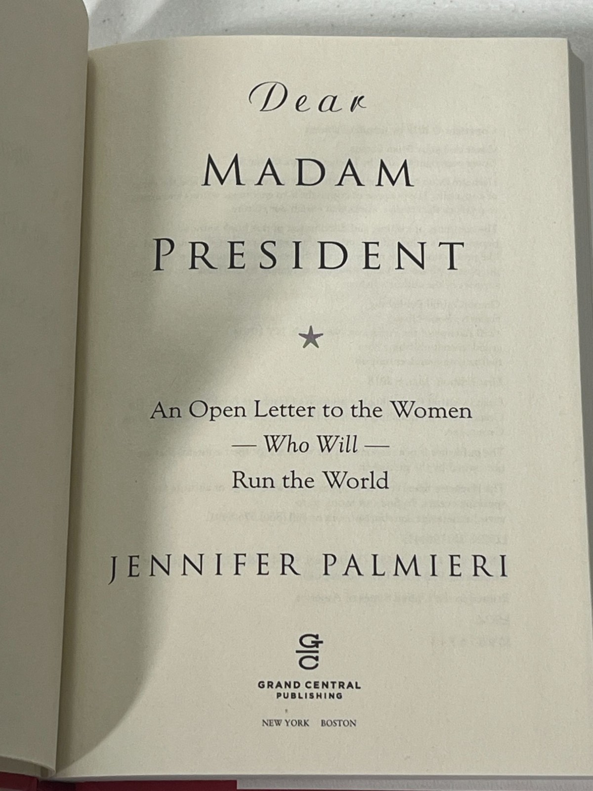 Dear Madam President Jennifer Palmieri Hardcover Leadership Politics Book
