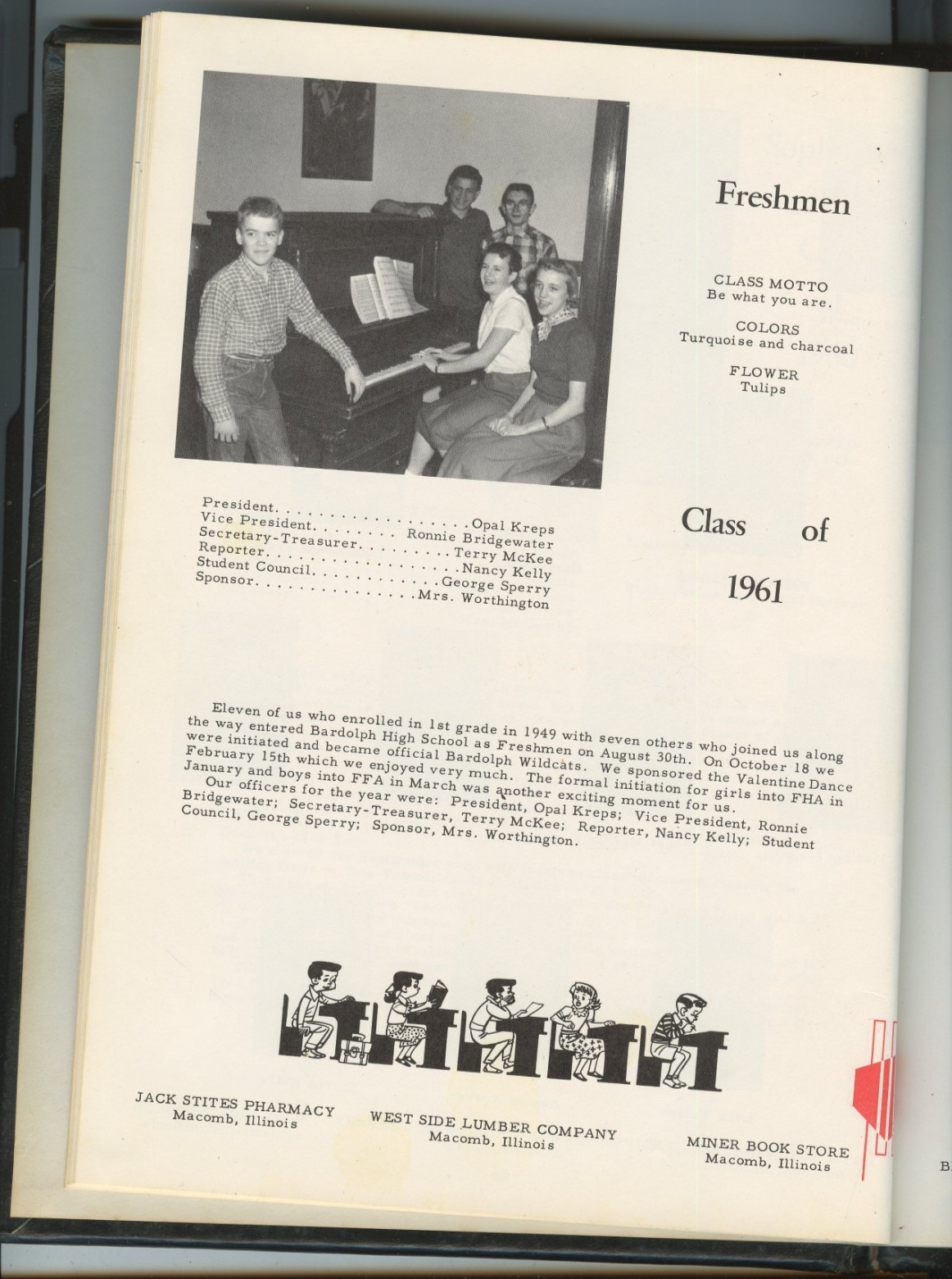 Bardolph Community High School Monitor Yearbook 1958 HB McDonough Co Illinois