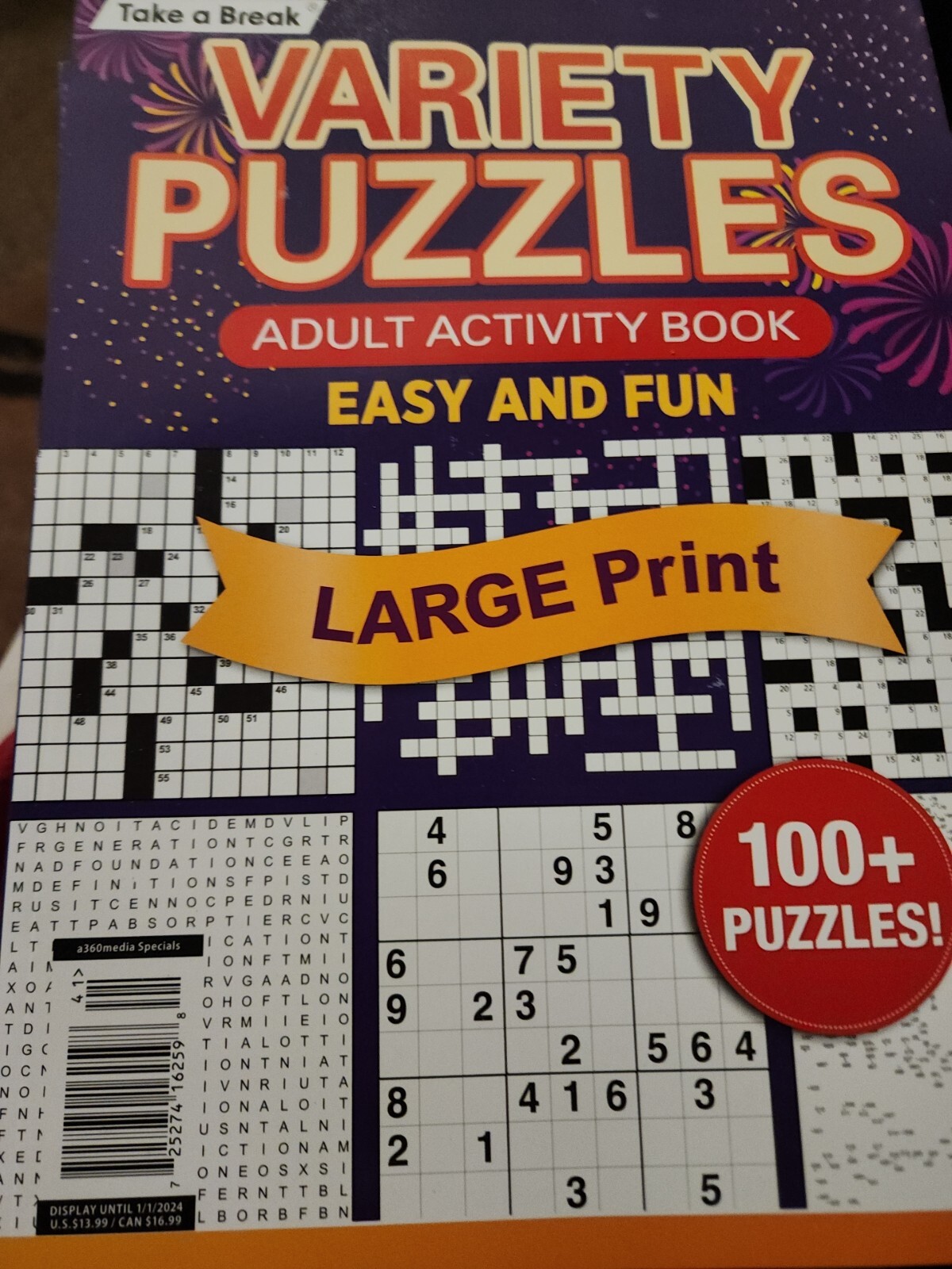 Variety Puzzles by Take a Break LARGE PRINT ~ Adult Activity Book ~