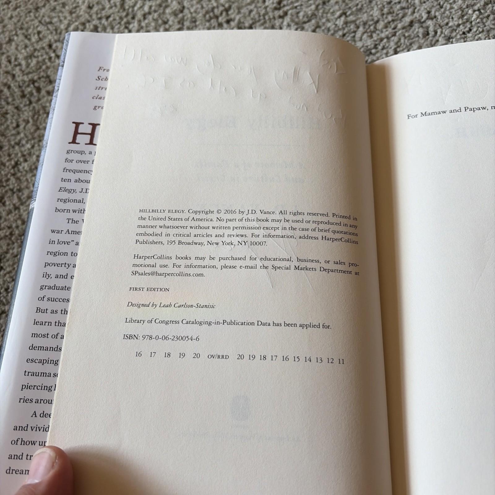 JD Vance Hillbilly Elegy Signed Edition Vice President Book No COA Read Descr.