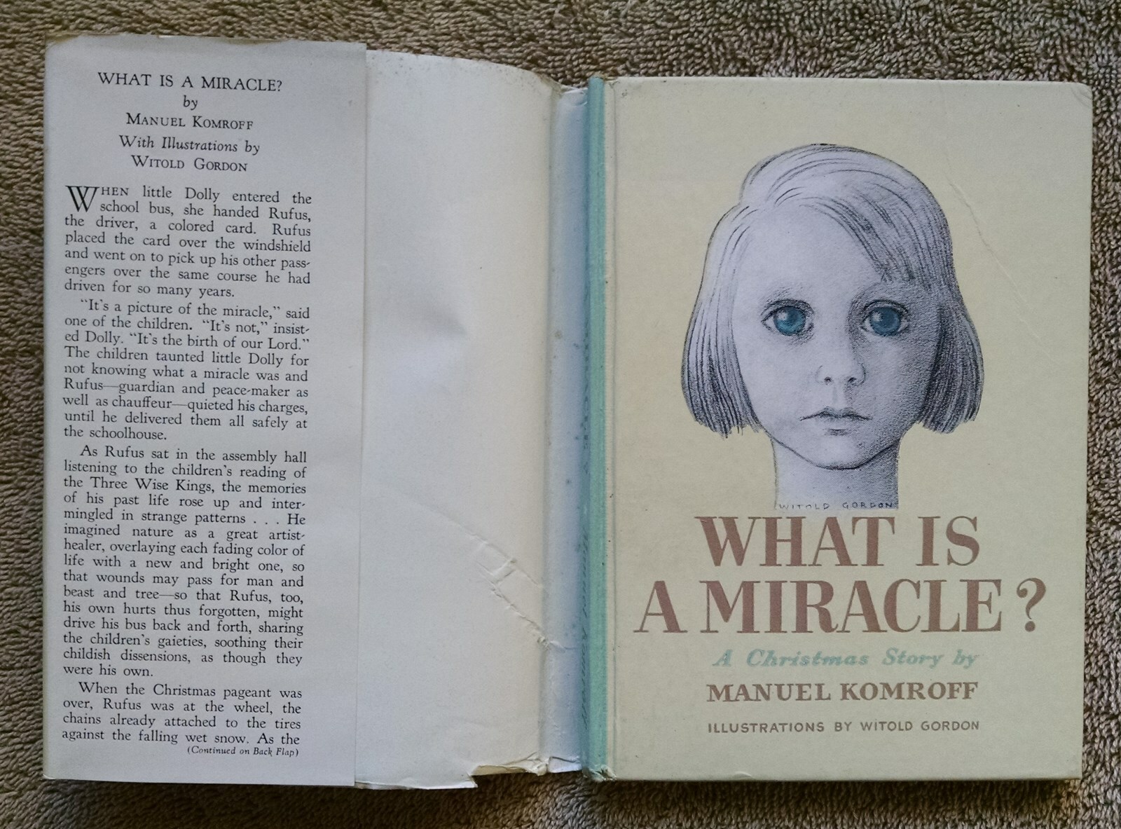 What Is A Miracle? A Christmas Story 1941 Manuel Komroff HC/DJ