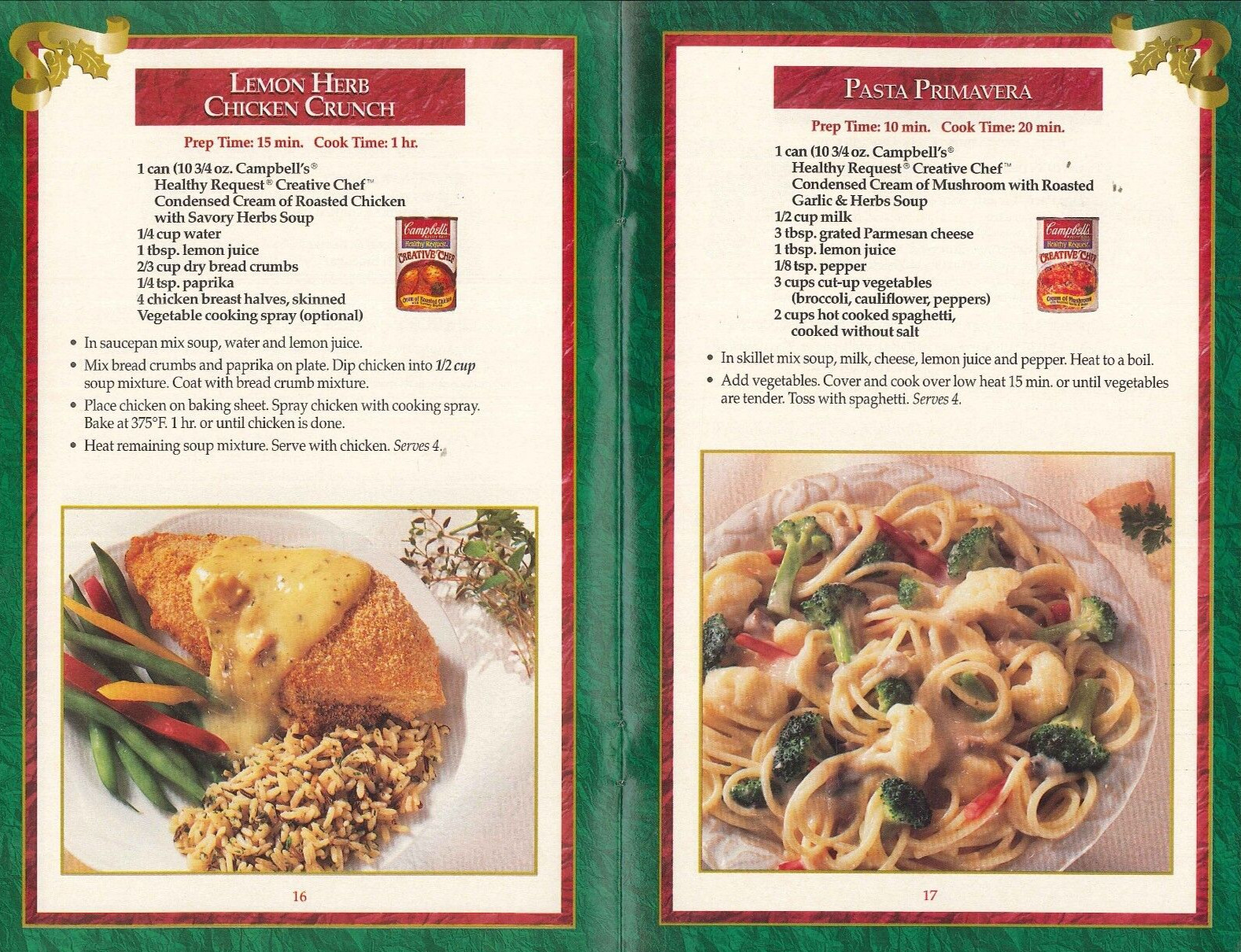 Campbell’s Holiday Cookbook & Planner 1996 Timetable Coupons Cheese Guide
