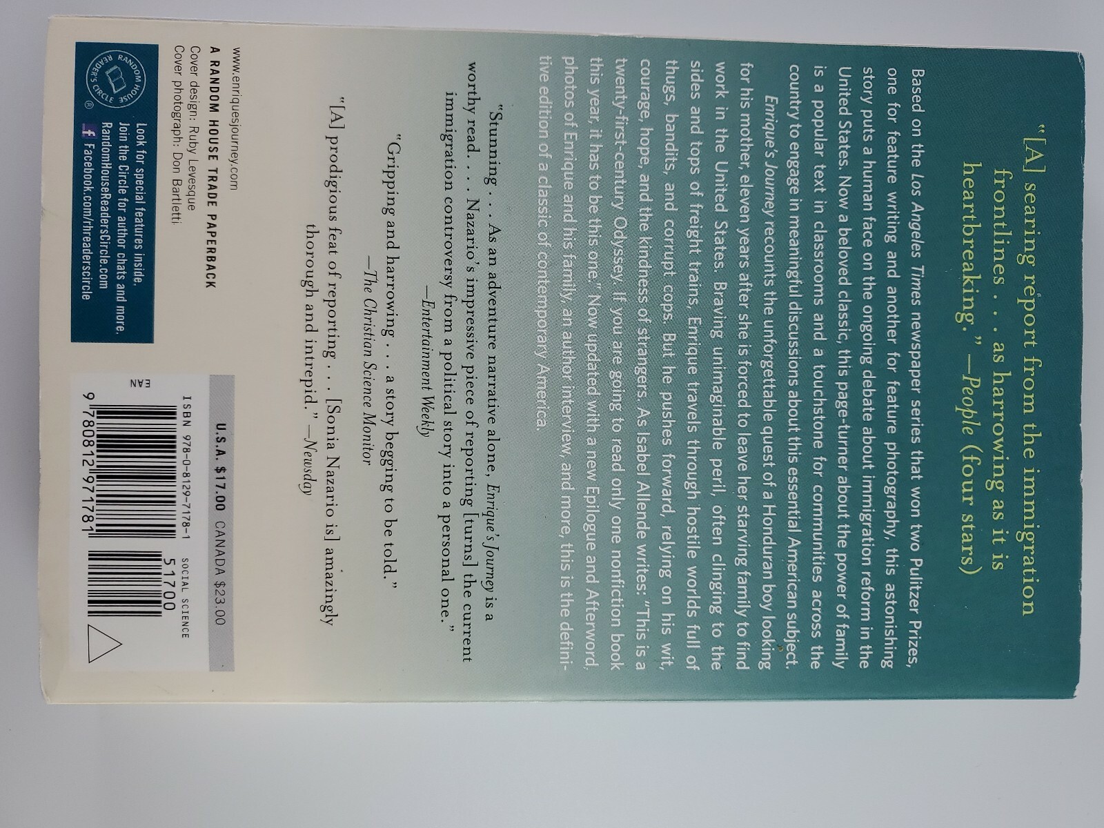 Enrique’s Journey: The Story of a Boy’s.. by Sonia Nazario PAPERBACK 2007