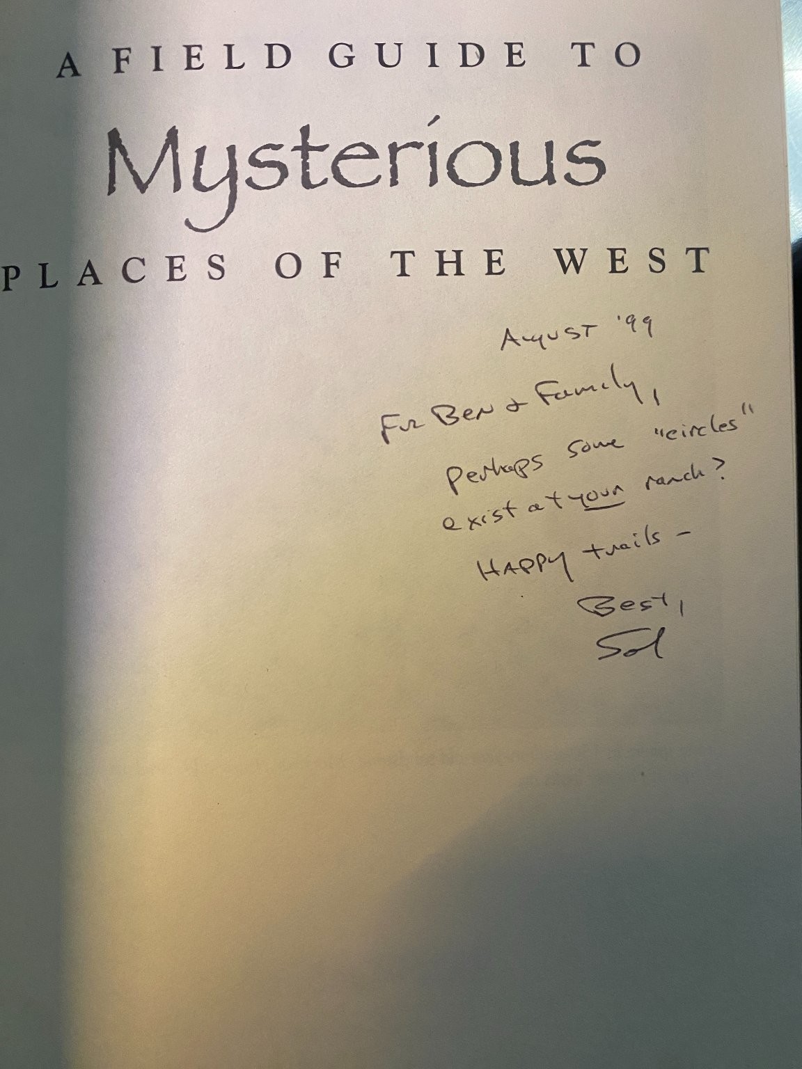 A Field Guide to Mysterious Places of the West Salvatore M. Trento 1994 Pruett