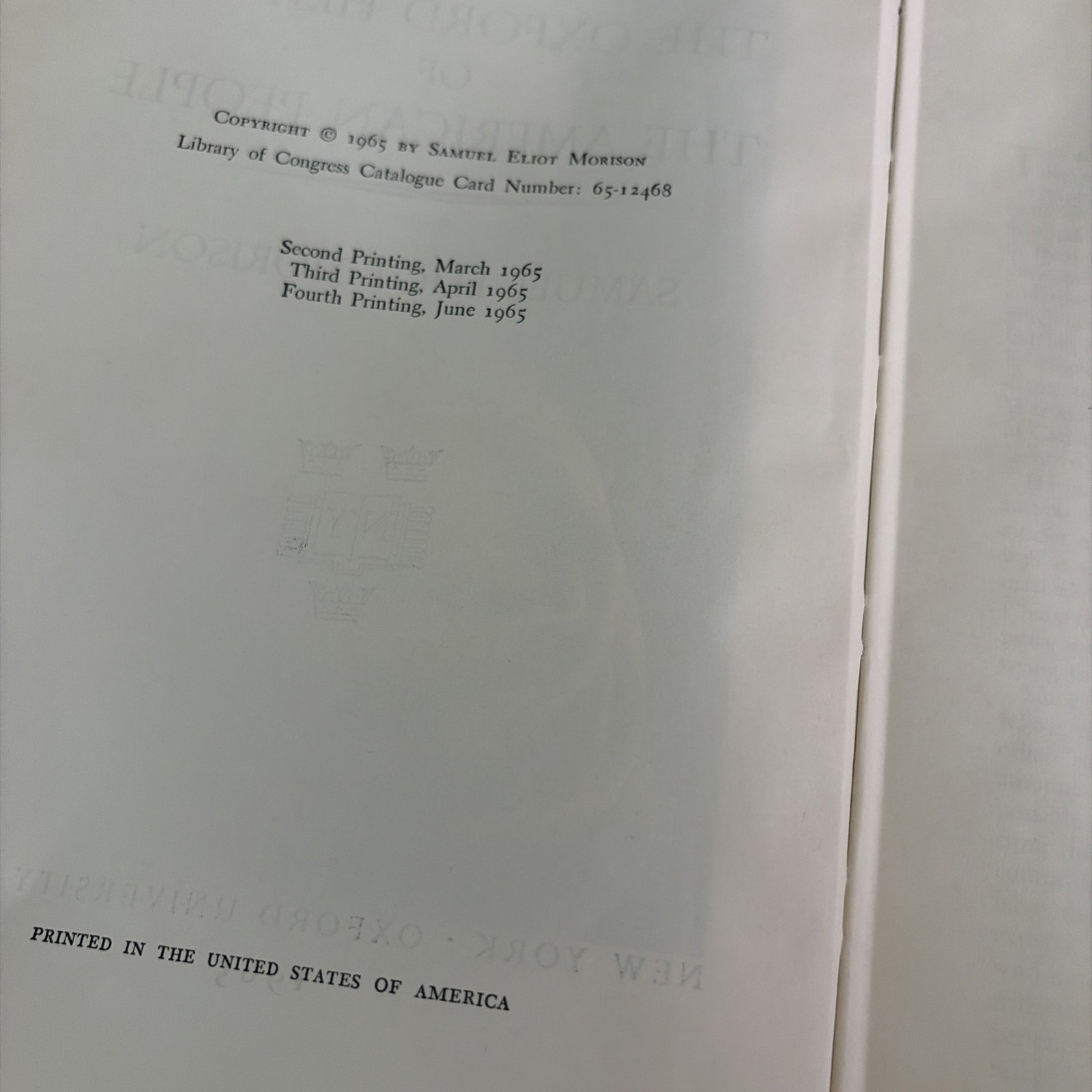 The Oxford History of the American People Hardcover by Samuel Eliot Morison VTG