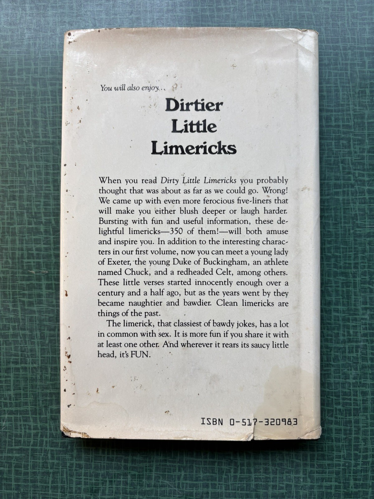 Dirty Little Limericks ~ Avenel Books (1980 Humor Poetry, Hardcover w/ DJ)