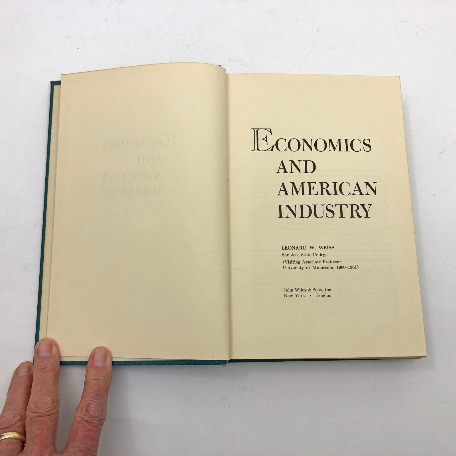 Economics and American Industry Hardcover Leonard W. Weiss 2nd Printing 1962