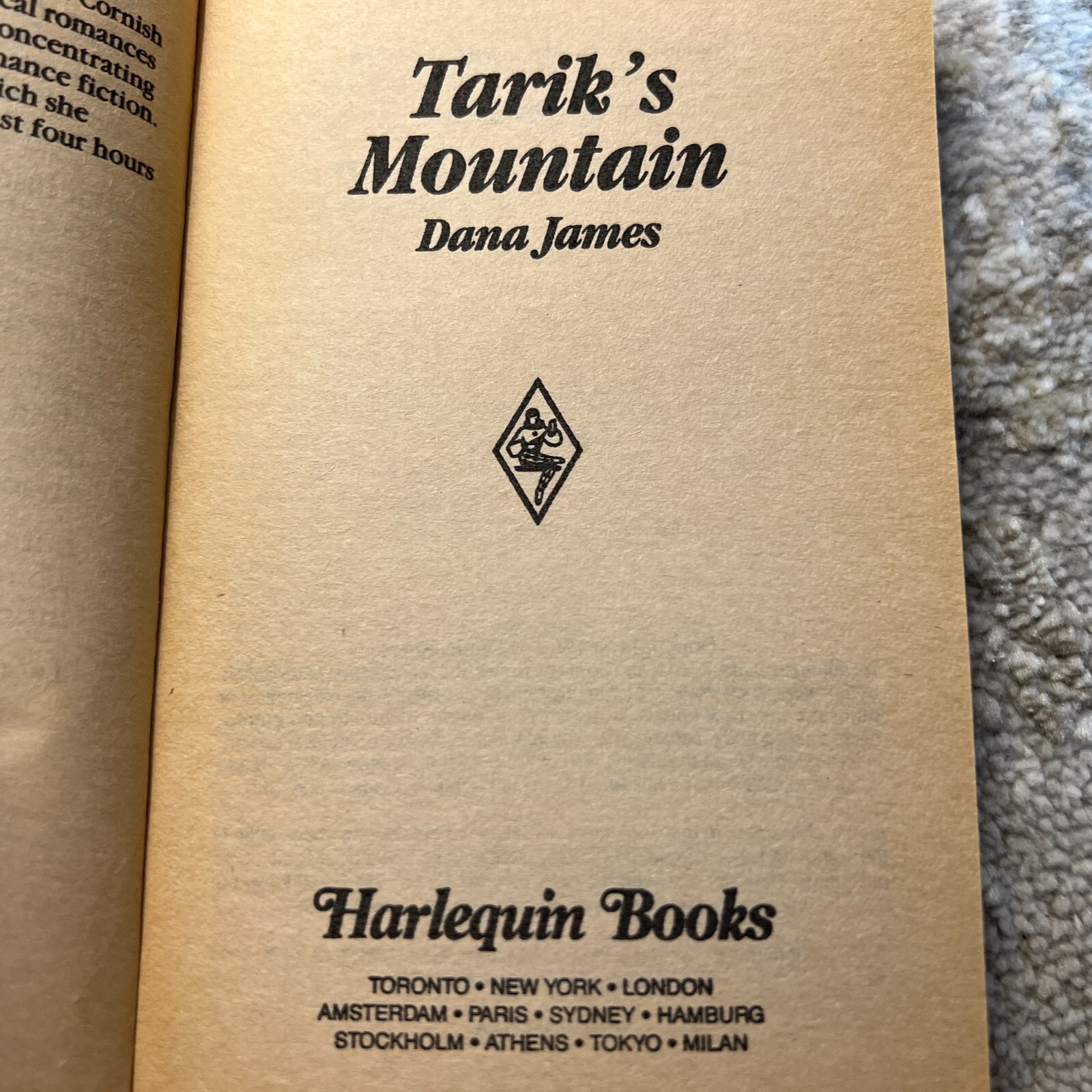 Tarik’s Mountain Romance Paperback Book by Dana James from Harlequin Books 1988