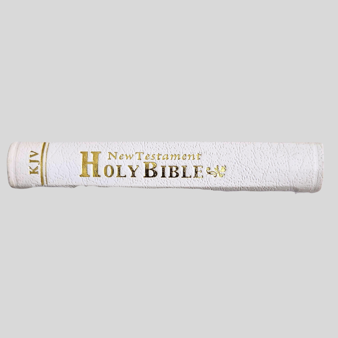 Holy Bible New Testament KJV Pocket Size White Bible 4 1/2 Inches Tall