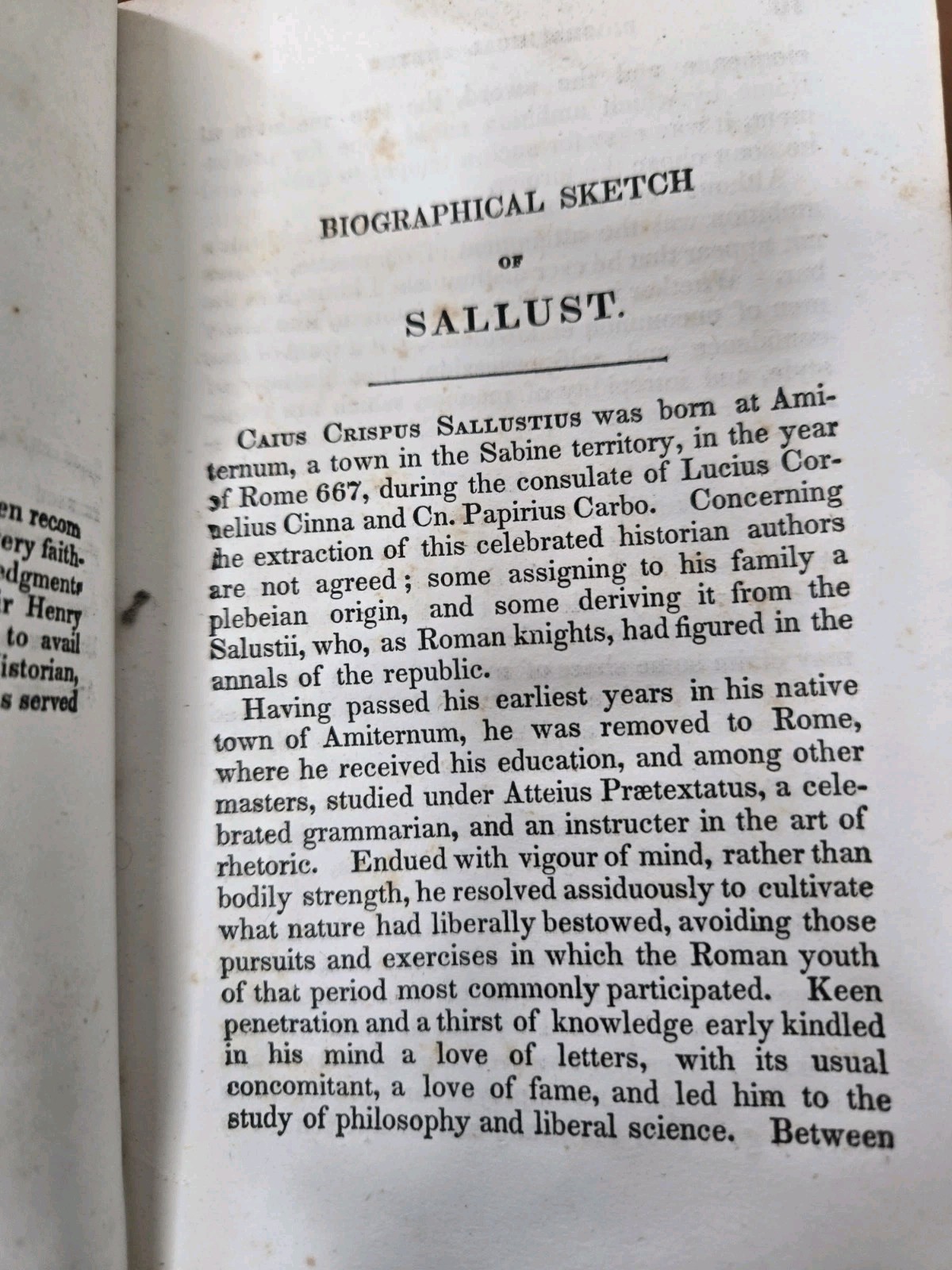 SALLUST – Translated by William Rose HC (1840? Year Unkown) Harper Pub. J94