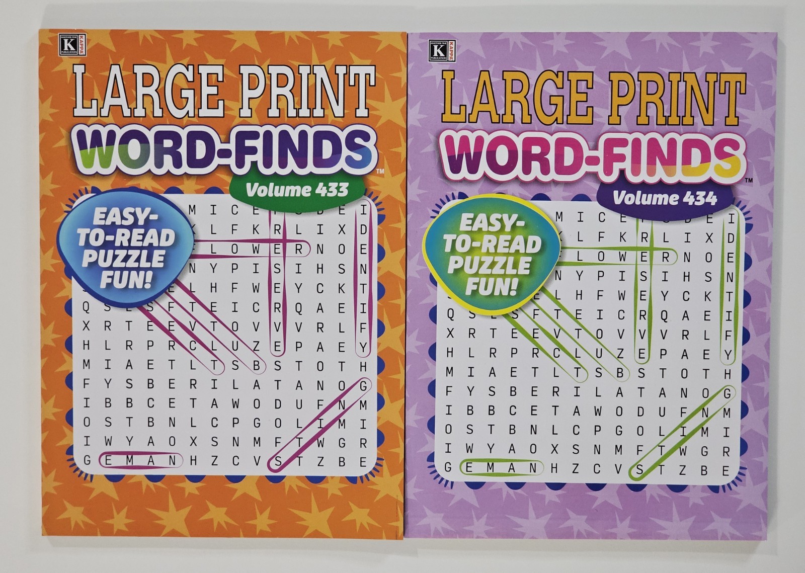 2 Large Print Word-Finds Puzzle Books Kappa Games Vol #433-434 ~ 80 Puzzles Each