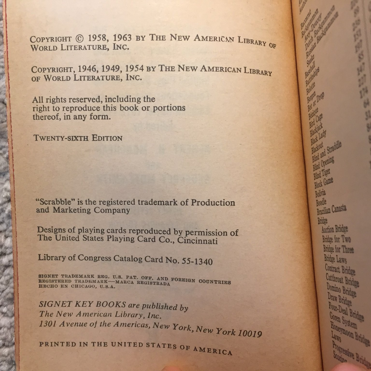 Hoyle’s Rules of Games Morehead Mott-Smith 1963 Signet Games Self Help Book