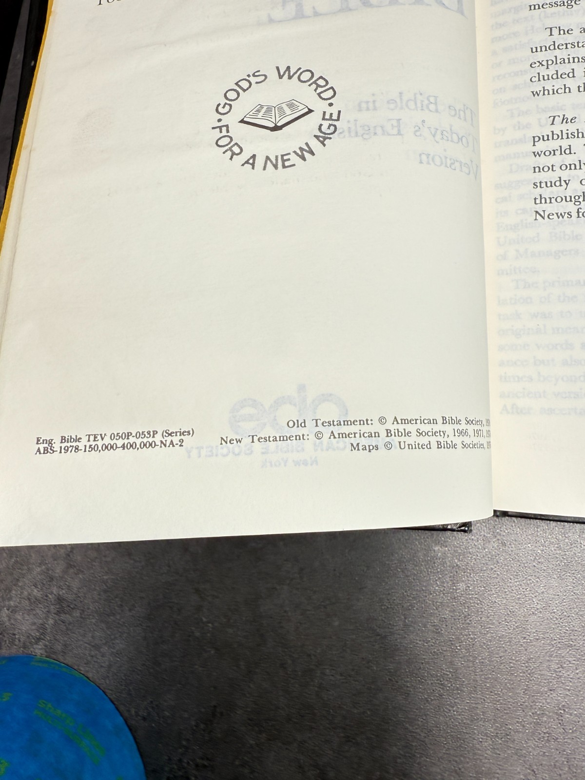 Good News Bible – Today’s English Version (1978 Edition) with 1981 Inscription