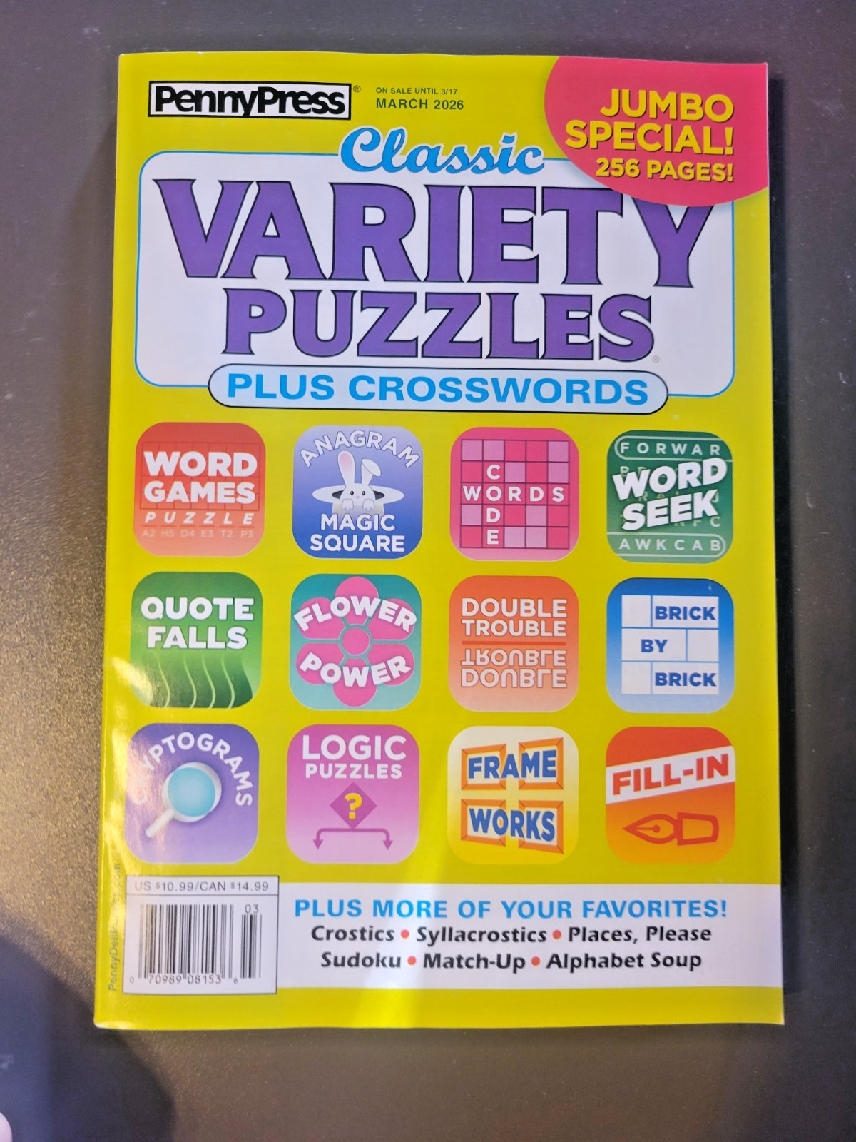 Lot of 2 Classic Variety Puzzles Plus Crosswords by Penny Press – Jumbo Specials