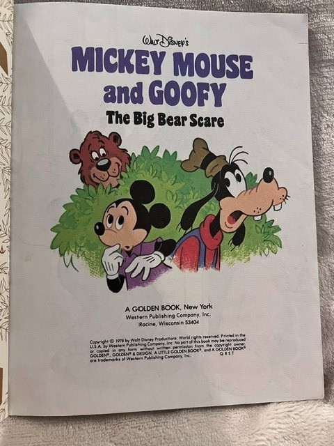 Walt Disney’s Mickey Mouse and Goofy The Big Bear Scare-Little Golden Book 1978