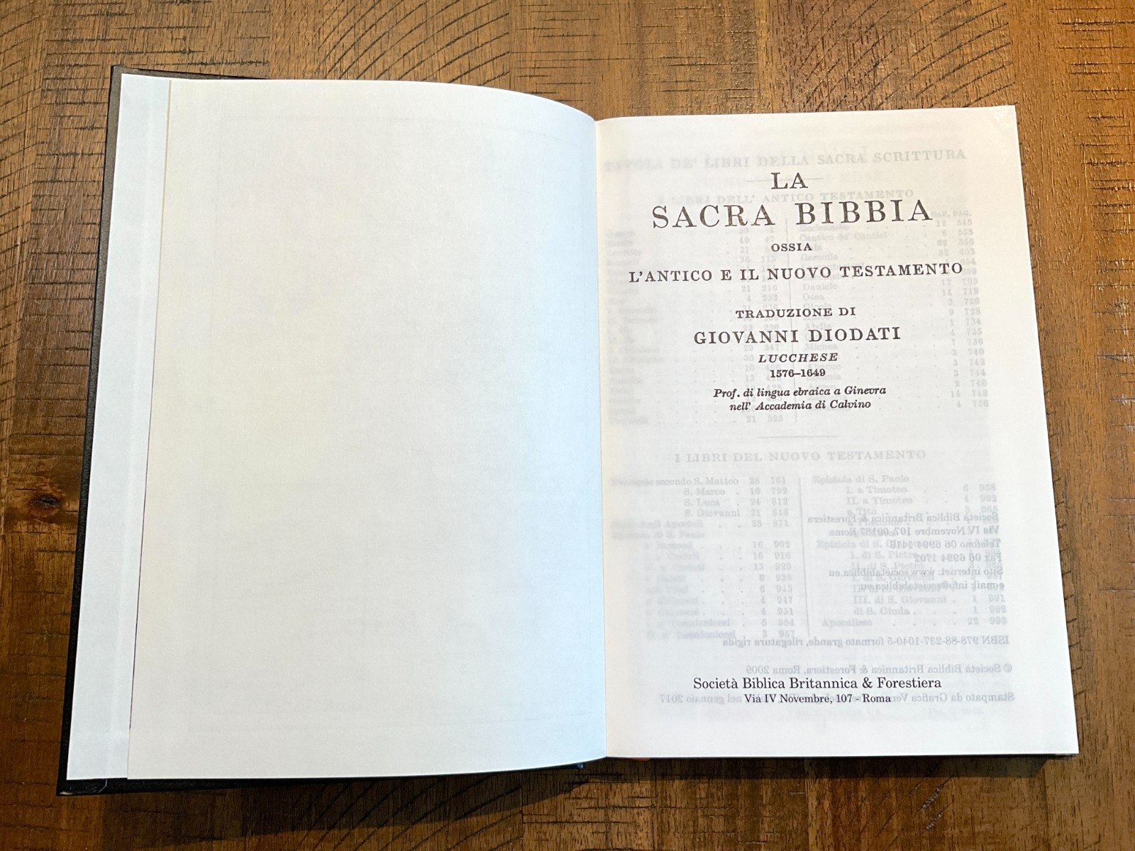 Italian Language Bible, Sacra Bibbia, Reformation-era Diodati, Hardcover