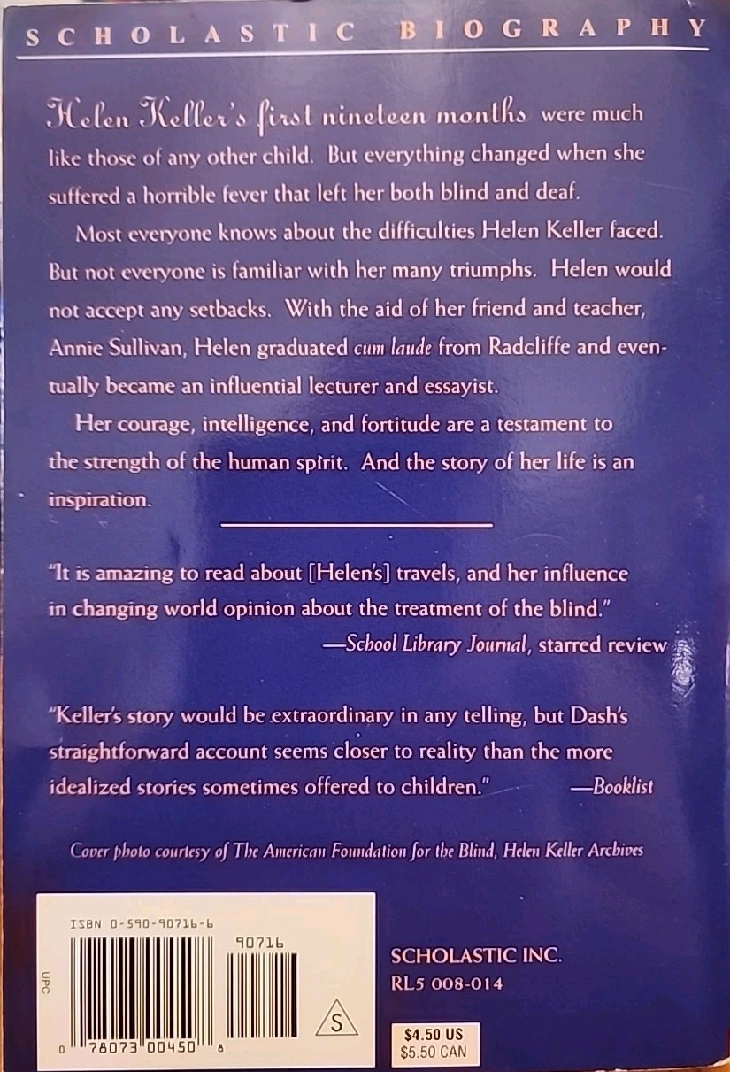 The World At Her Fingertips: Story Of Helen Keller by Joan Dash (2002,Pbk)