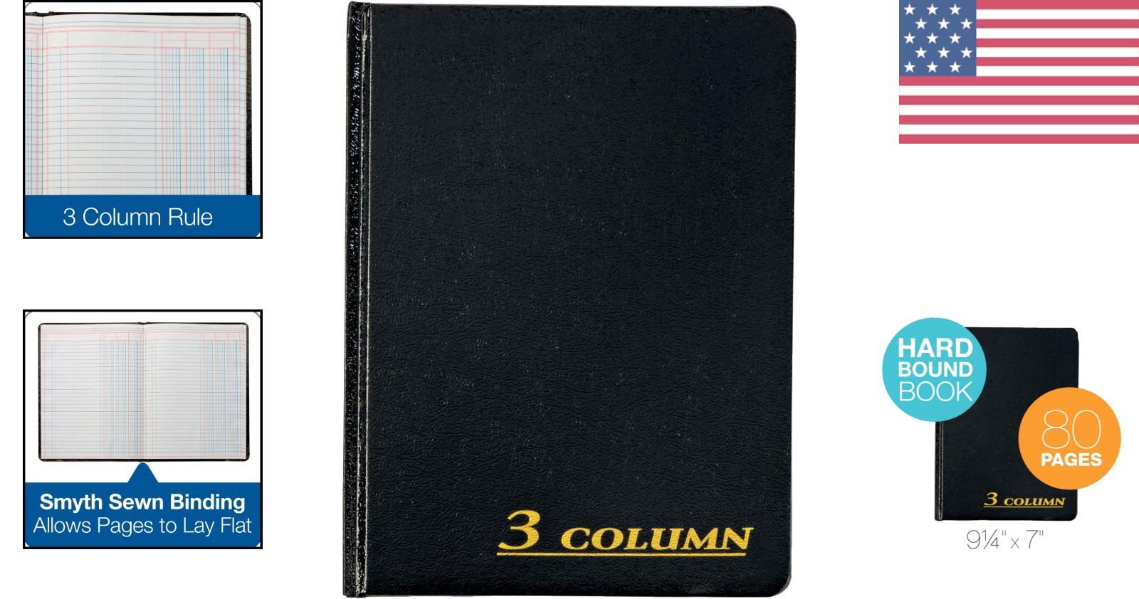 High Gloss Black Account Book – 7 x 9.25 Inches, 80 Pages for Financial Records