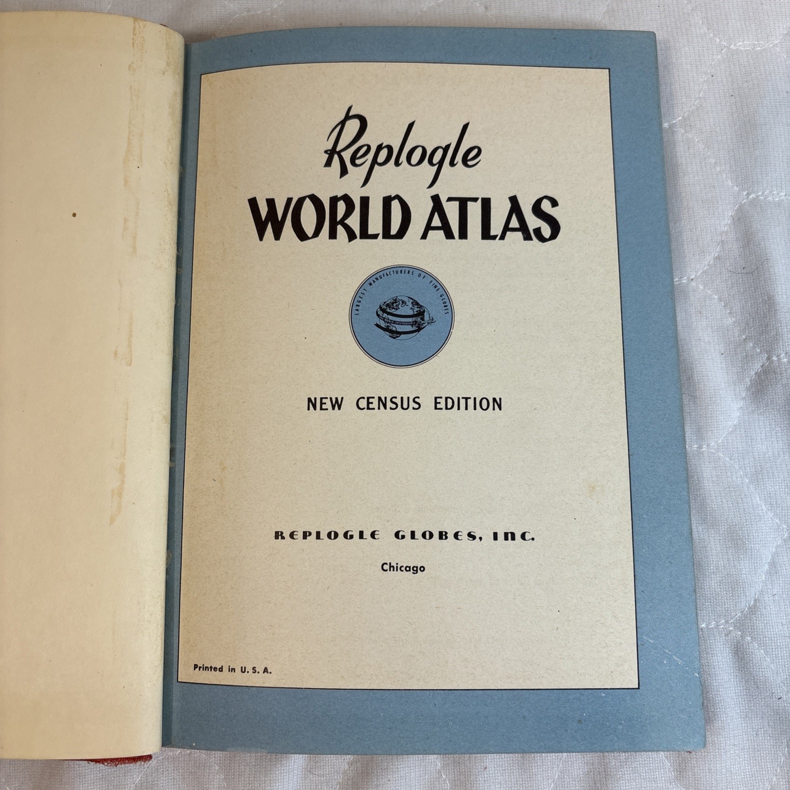 1953 Replogle World Atlas New Census Edition Hardcover
