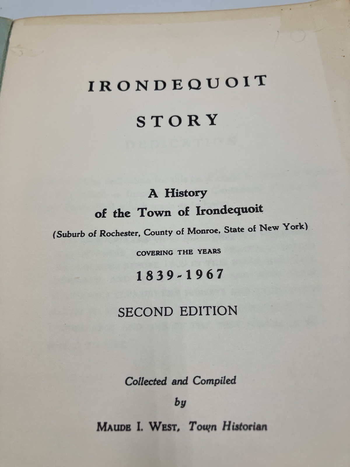 Irondequoit Story NY 1839-1967 Vintage Paperback Book Town Historian Maude West