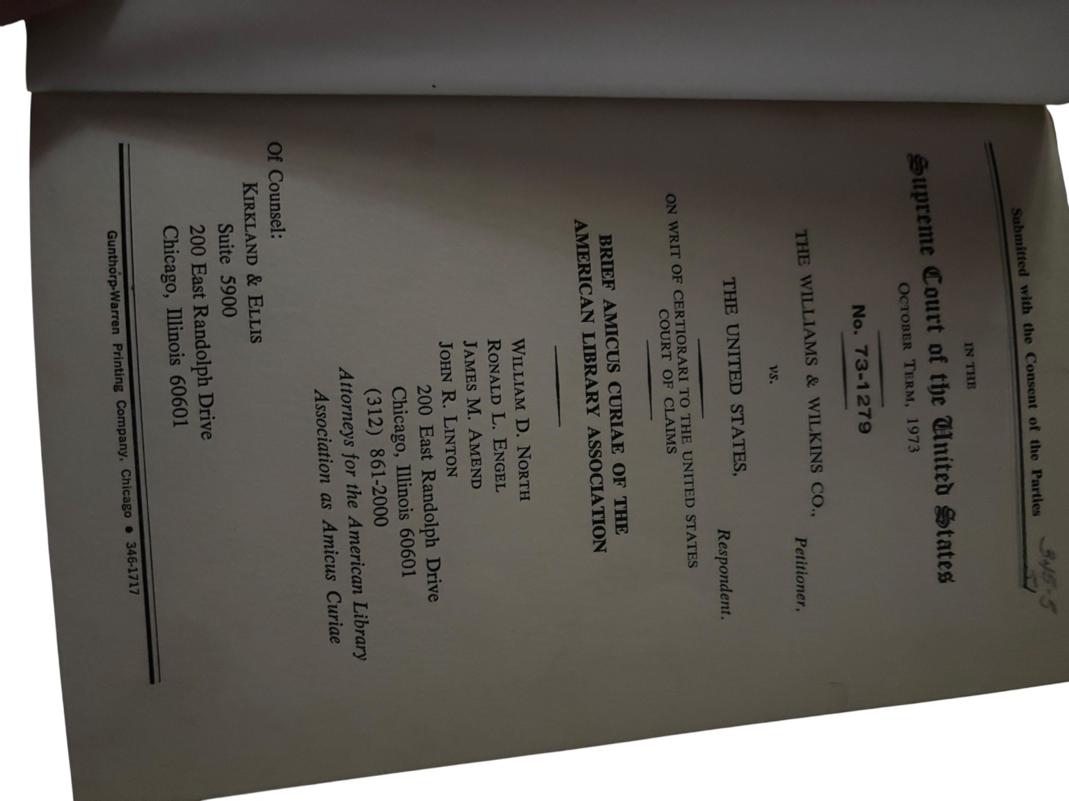 Brief Amicus Curiae of the American Library Association 1973 US Govt