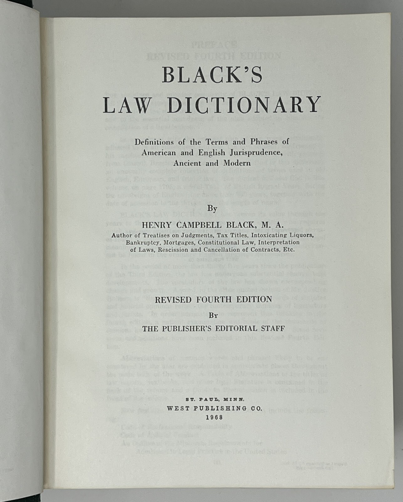 Black’s Law Dictionary: Revised 4th Ed./12th Print by Henry Black – 1975 HC West