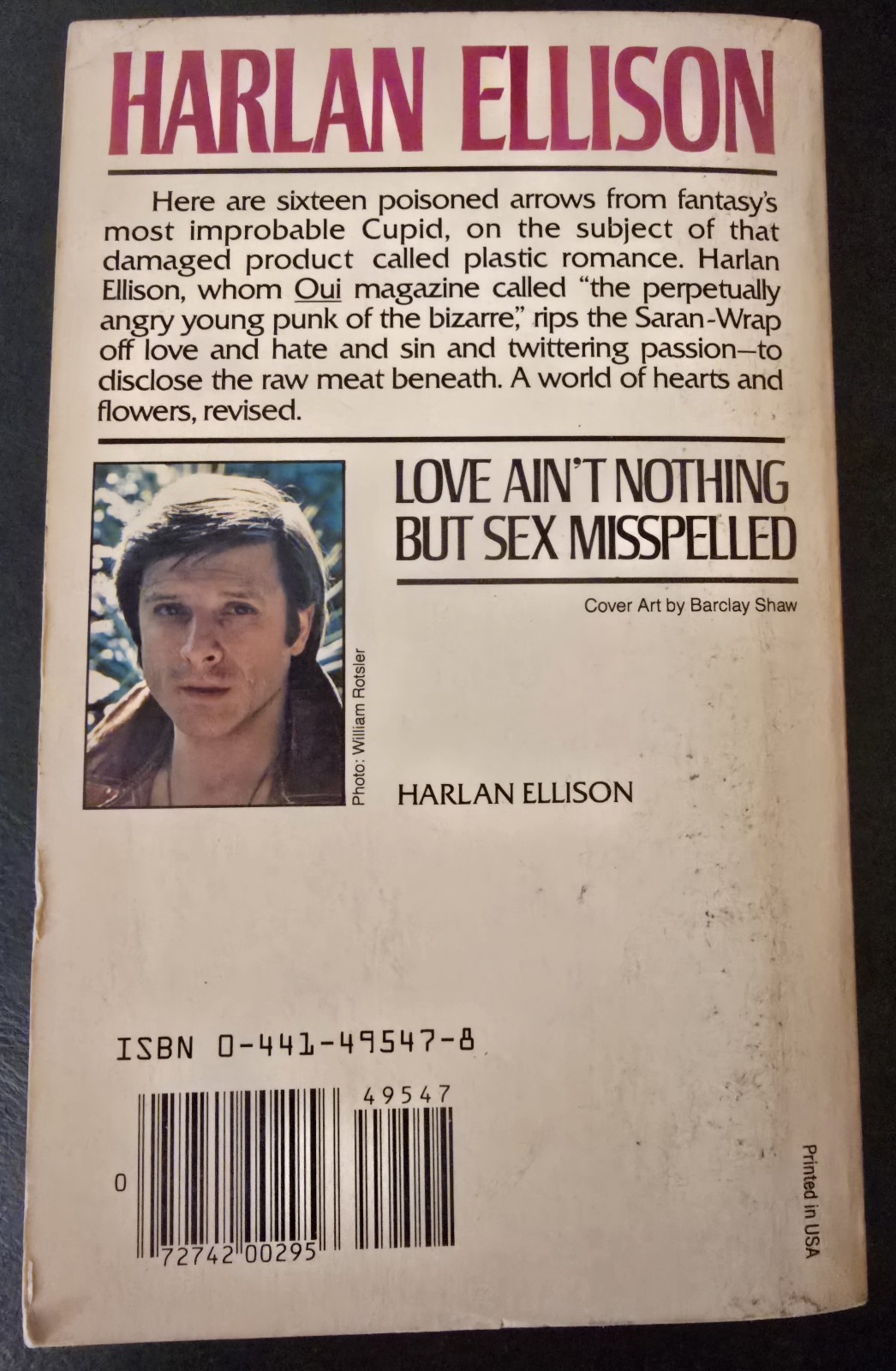 Harlan Ellison LOVE AINT NOTHING BUT SEX MISSPELLED Ace Paperback Barclay Shaw