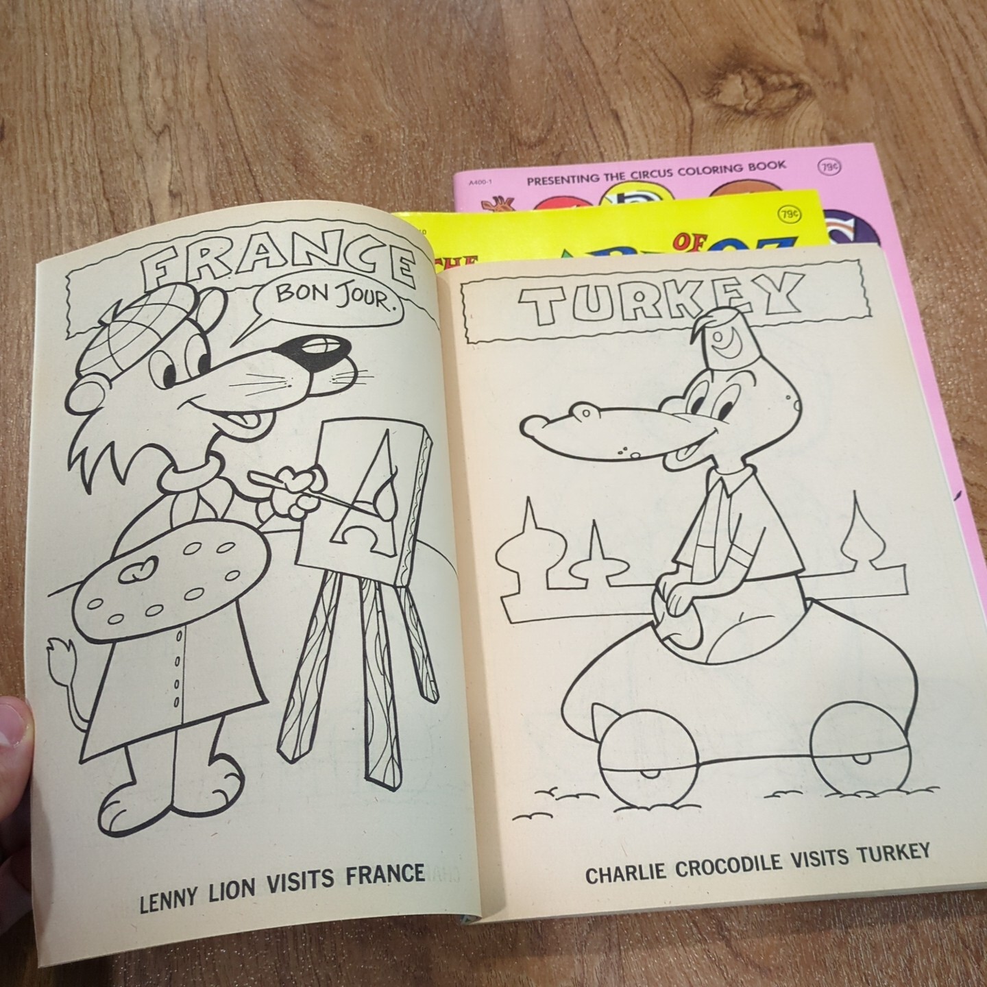 Vintage 1978 Lot of 3 Coloring Books, Wizard of Oz, Mister Moose, Circus Clown