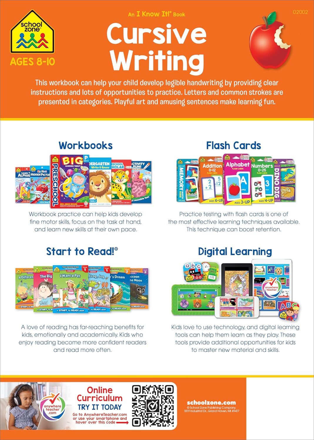 Cursive Workbook Writing Handwriting Practice Tracing Letters Ages 8 to 10