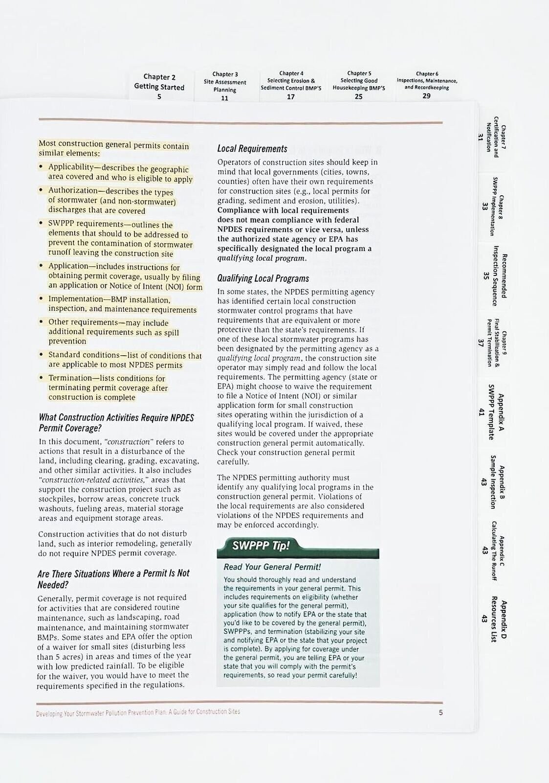 Highlighted and Tabbed – Developing Your Stormwater Pollution Prevention Plan
