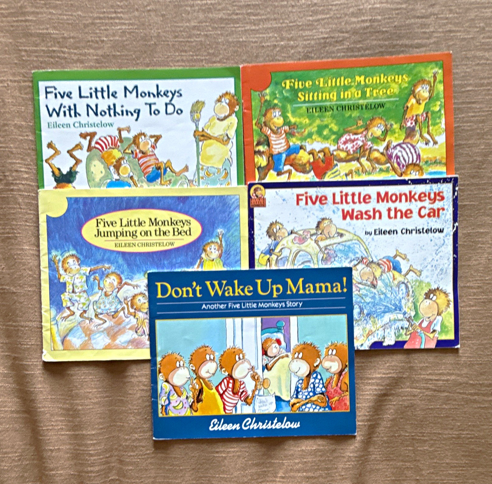 Eileen Christelow Five Little Monkeys series Lot of 5 PB-1 autographed by author