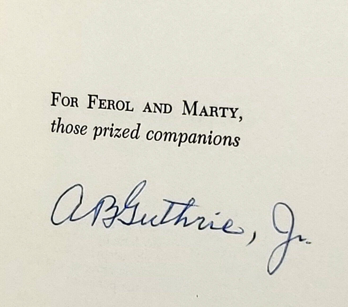 No Second Wind A B Guthrie 1980 SIGNED First Edition 2nd Printing HC$DJ