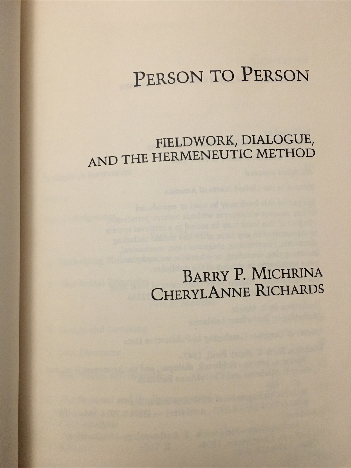 Person to Person: Fieldwork, Dialogue, and the Hermeneutic Method