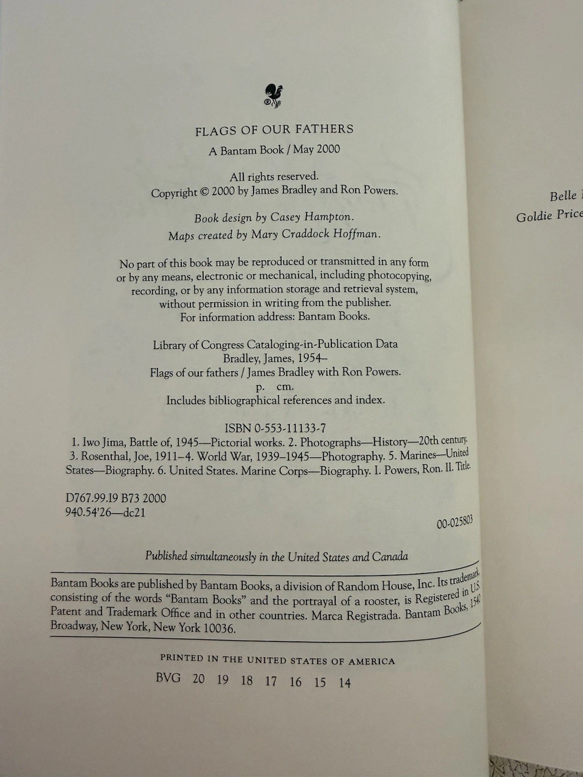 Flags of our Fathers by James Bradley – HC/DJ 2000