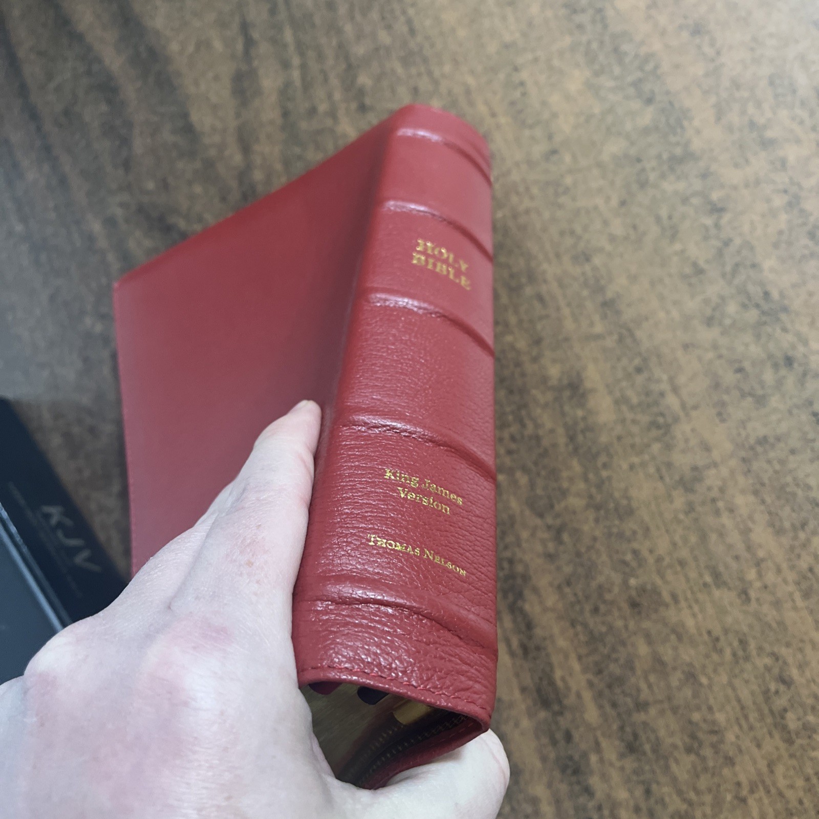 KJV Large Print Single Column Bible Indexed – $204.99 – Red Goatskin Leather