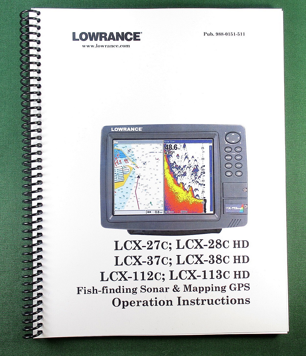 Lowrance LCX-38c HD Instruction Manual: Full Color 232 Pages & Protective Covers
