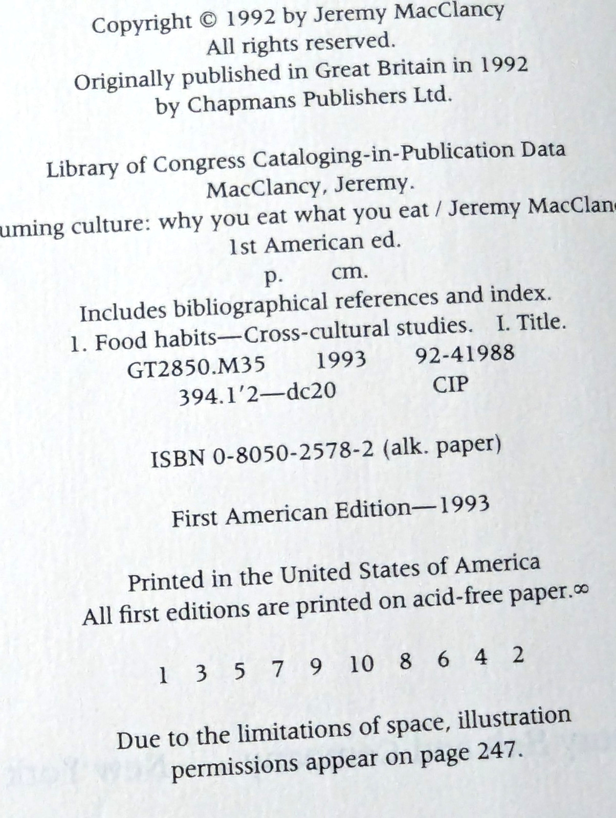CONSUMING CULTURE: WHY YOU EAT WHAT YOU EAT By Jeremy Macclancy – HC w/DJ Mint