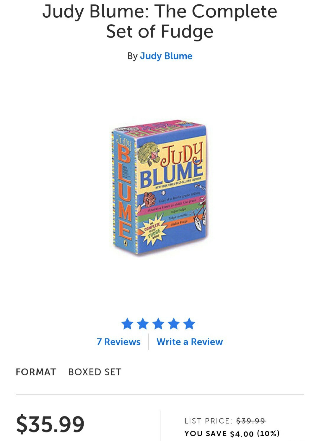 Judy Blume’s Fudge Box Set by Judy Blume (2007, Box or Slipcased / Digest Paper…