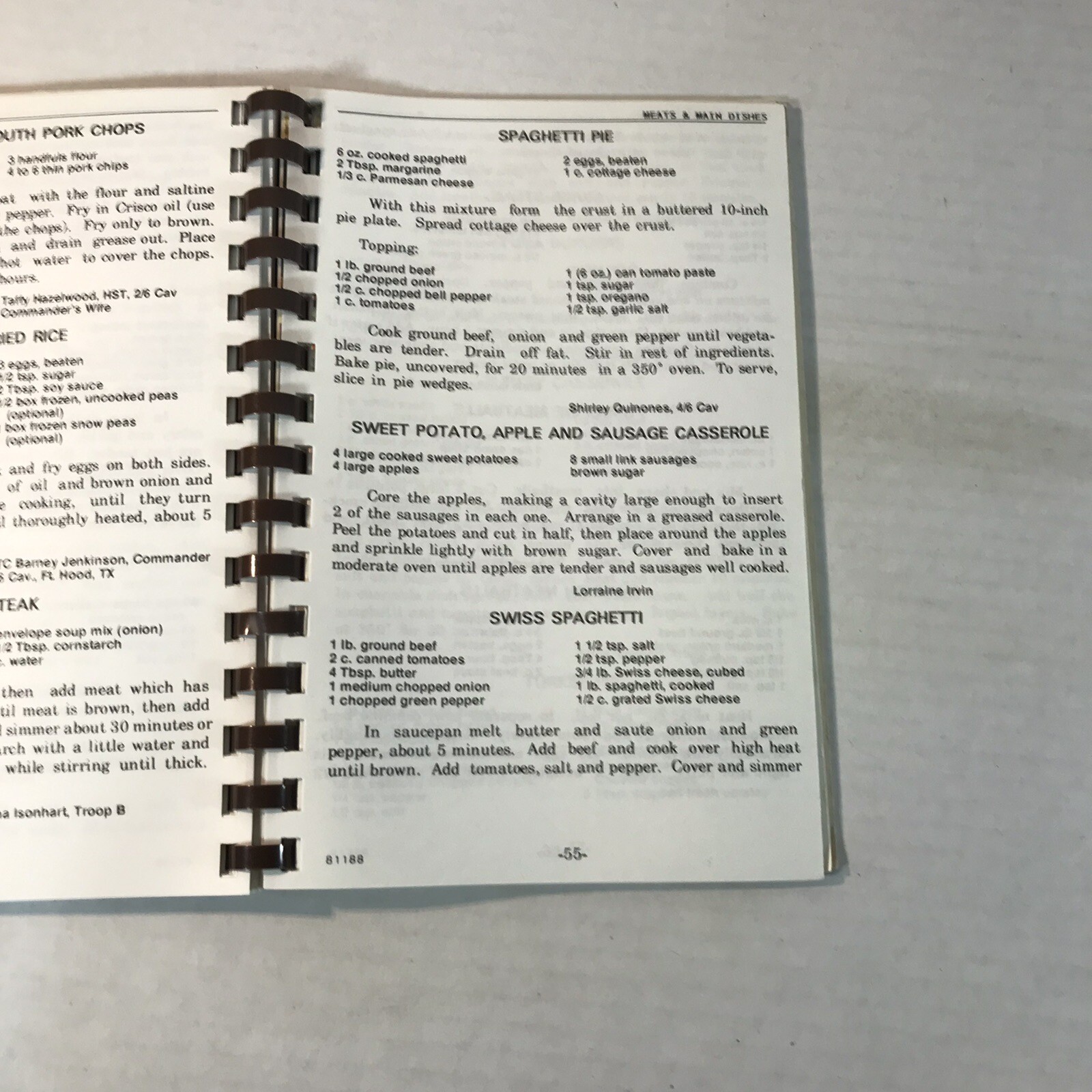 Vintage 1987 Cherished Recipes Spiral Bound PB Acceptable USA