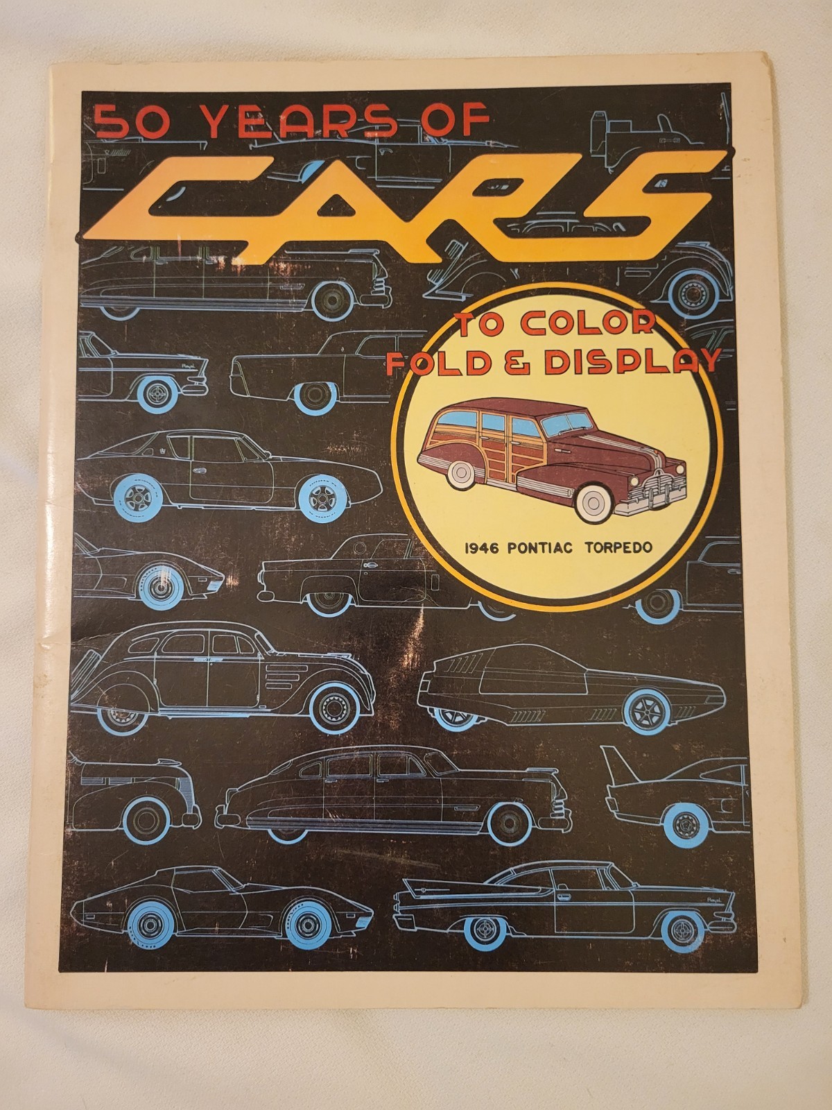 50 Years Of Cars To Color Fold Display Vintage Cut Out Book 1975 Uncut Pages