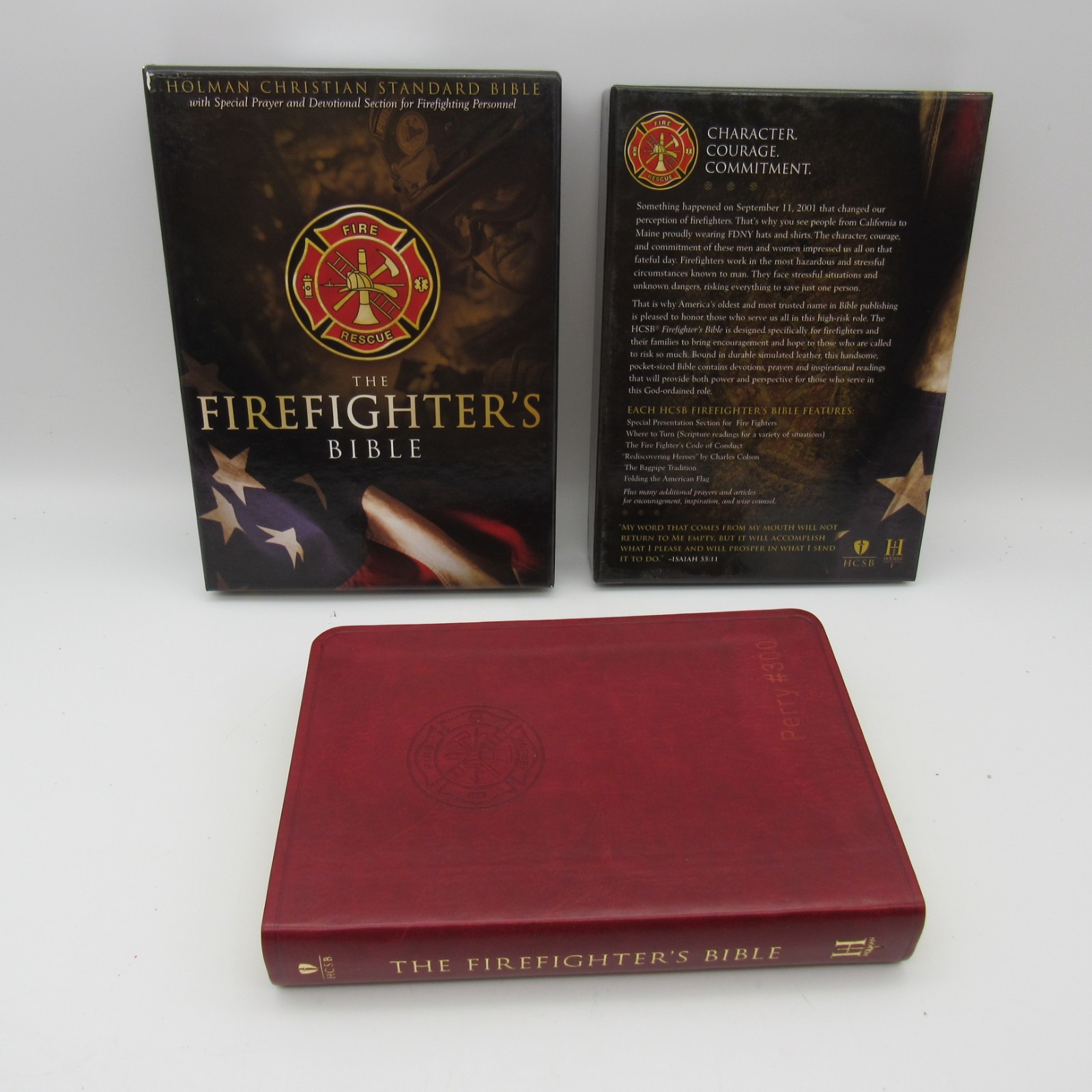 HCSB Firefighter’s Bible Burgundy Soft Simulated Leather Red Letter *READ*