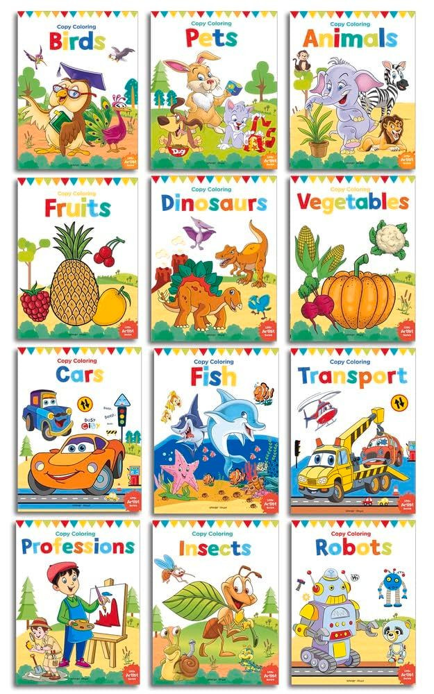 Colouring Books Boxset: Pack of 12 Copy Colour For Children Multicolor