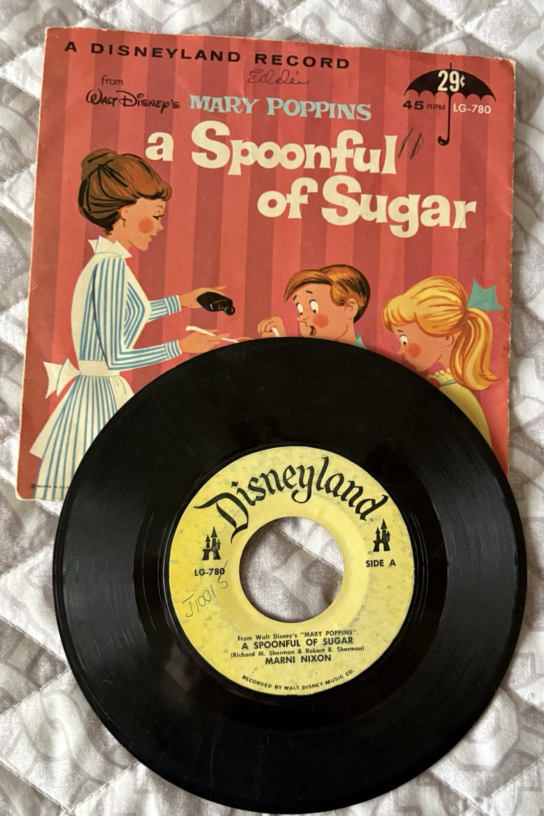 Lot 5 Disneyland 45 Rpm Records Cinderella Mary Poppins Ugly Bug Ball Oz 1962