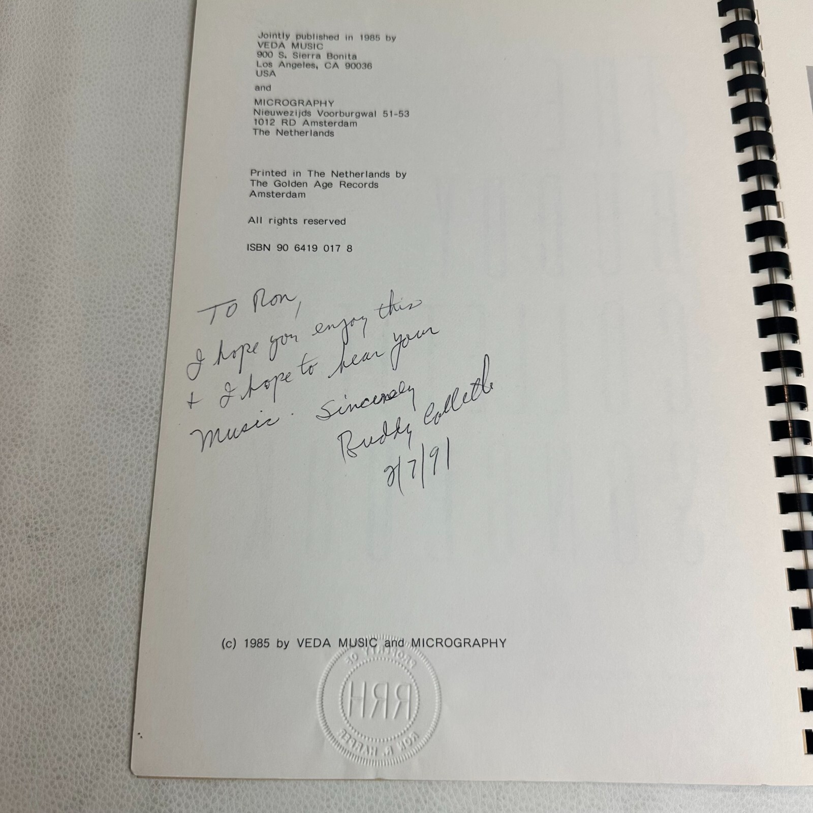 The Buddy Collette Songbook 1985 Signed Tablature Instrumental Ring/Wire Bound