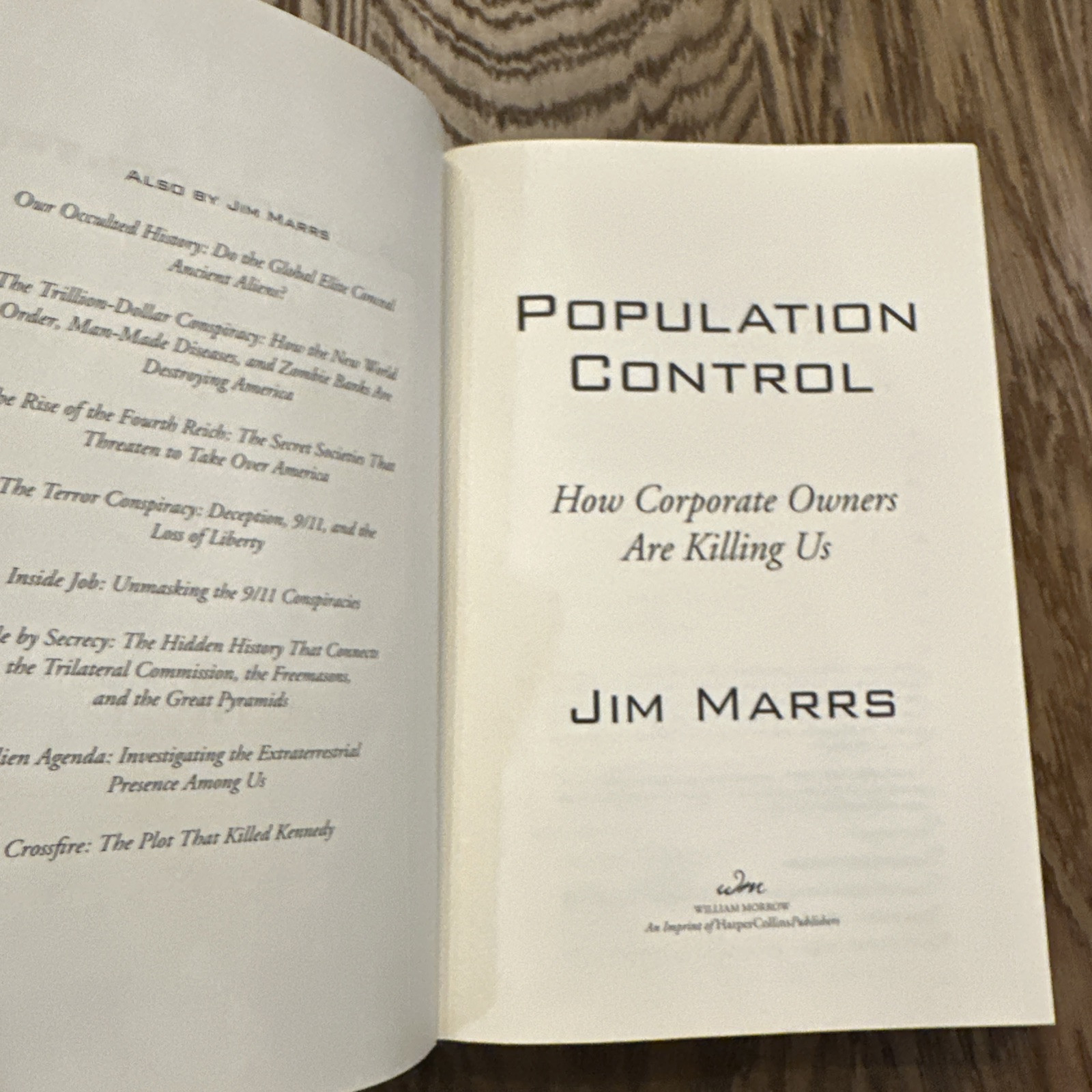Population Control: How Corporate Owners Are Killing Us by Jim Marrs: Used