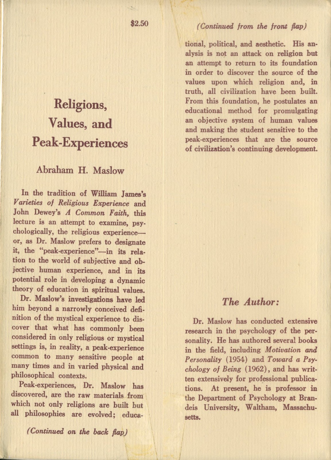 Religions, values, and peak-experiences, ([The Kappa Delta Pi …