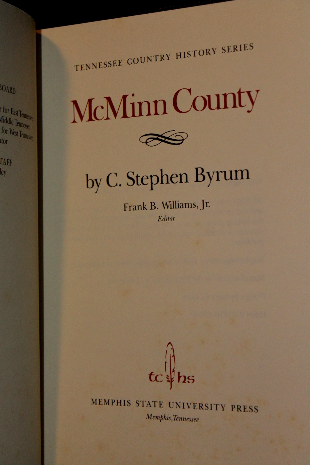 Limited Edition (#102) SIGNED by the author McMINN COUNTY Tennessee 1984
