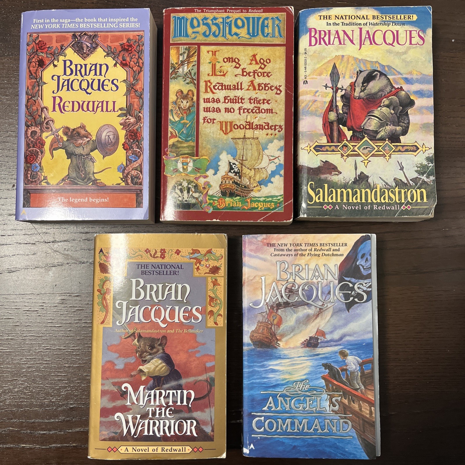 Brian Jacques Lot of 5 Redwall Series Fantasy Paperbacks – Mossflower, Martin
